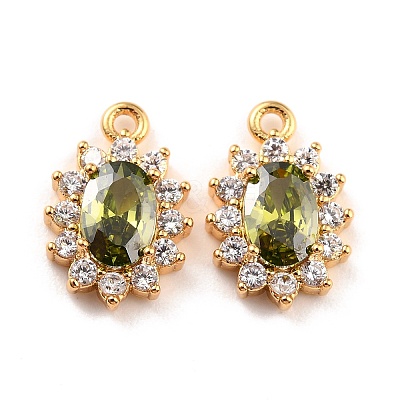 Golden Brass Micro Pave Cubic Zirconia Charms X-ZIRC-Z023-04B-NR-1