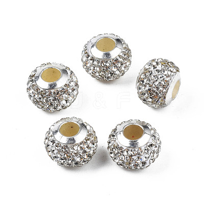 Handmade Polymer Clay Rhinestone European Beads RB-N053-001-12-1