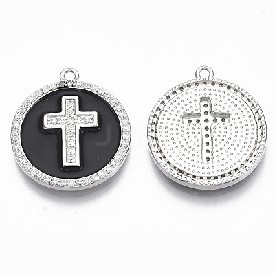 Brass Micro Pave Cubic Zirconia Pendants KK-R130-035-01P-NF-1