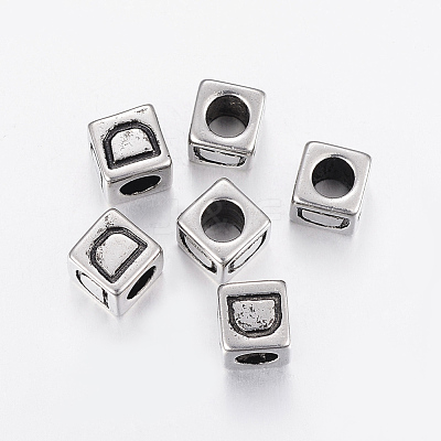304 Stainless Steel Large Hole Letter European Beads STAS-H428-01AS-D-1