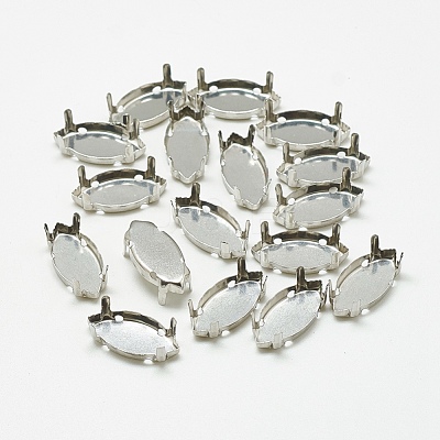 Non-Tarnish 201 Stainless Steel Sew on Prong Settings STAS-T032-04-5x10mm-1