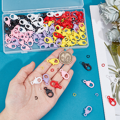 96Pcs Heart Plastic Lobster Claw Clasps FIND-SC0013-50-1
