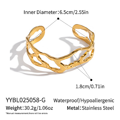 Hollow Out 304 Stainless Steel Cuff Bangles for Women AP7431-1-1