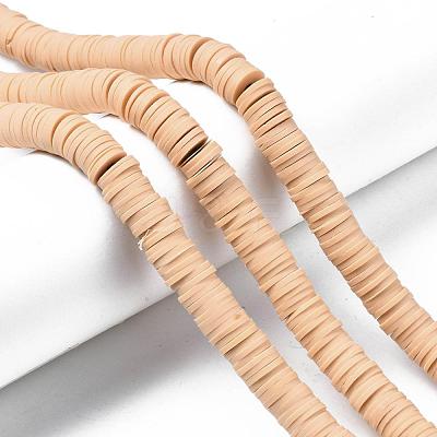 Flat Round Handmade Polymer Clay Beads CLAY-R067-10mm-53-1