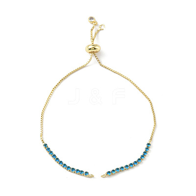 Brass Micro Pave Cubic Zirconia Box Chain Slider Bracelet Makings KK-P233-10G-1
