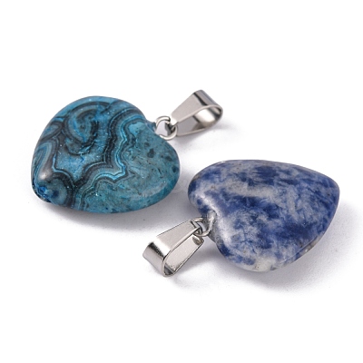 Heart Natural & Synthetic Mixed Stone Pendants X-G-Q438-M-1