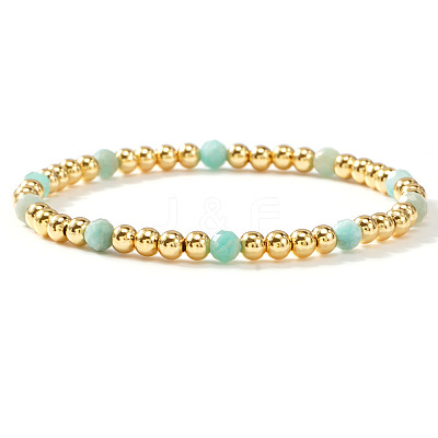 Natural Amazonite Beaded Stretch Bracelets TU5709-11-1