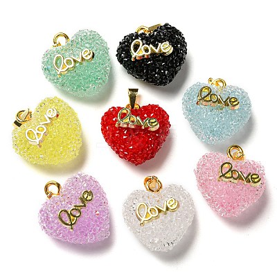 Druzy Resin Pendants RESI-G086-03G-1