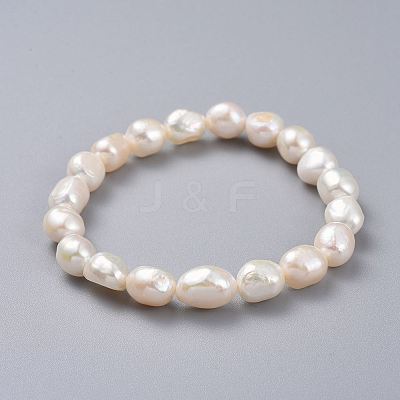 Natural Pearl Stretch Bracelets BJEW-JB04539-1