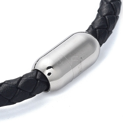 Men's Braided Black PU Leather Cord Bracelets BJEW-K243-60AS-1
