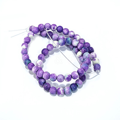 Synthetic Ocean White Jade Beads Strands G-L019-6mm-04-1