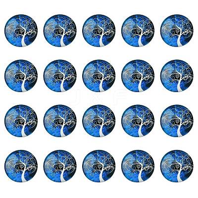 Half Round/Dome Tree Pattern Glass Flatback Cabochons for DIY Projects GGLA-YW0001-14K-1