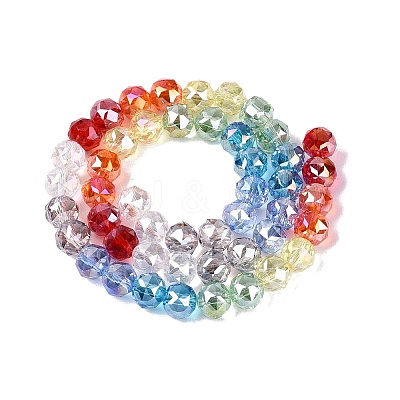 Electroplate Transparent Glass Beads Strands EGLA-Q135-8MM-C03-1
