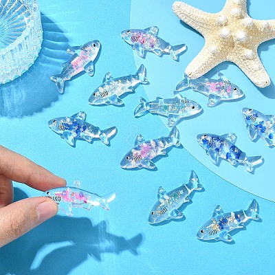 12Pcs Transparent Luminous Acrylic Pendants TACR-YW0003-43-1