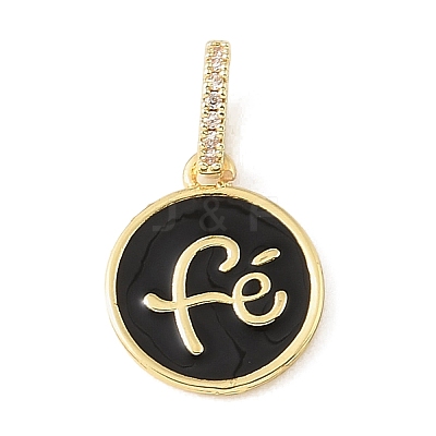 Brass Micro Pave Clear Cubic Zirconia & Enamel Pendants CU-CBA6938-18G-01-1