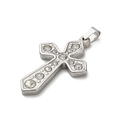 304 Stainless Steel Charms with Rhinestone STAS-Q343-16P-1