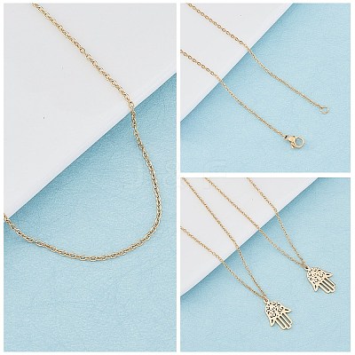 DIY 304 Stainless Steel Necklaces Kits DIY-UN0002-11G-1