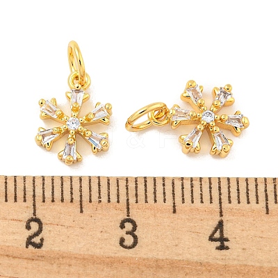 Rack Plating Brass Micro Pave Clear Cubic Zirconia Pendants KK-B093-04C-G-1