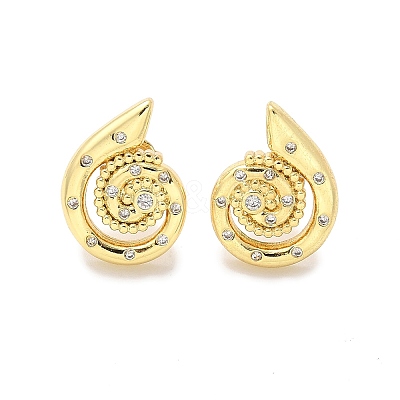 Brass Micro Pave Clear Cubic Zirconia Stud Earrings EJEW-P303-03G-1