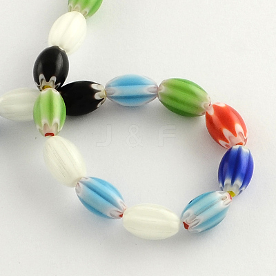 Oval Handmade Millefiori Glass Beads Strands X-LK-R004-38-1