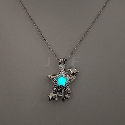 Alloy with Luminous Resin Bead Inside Pendant Necklaces for Women Men FS-WG4D5C2-18-1