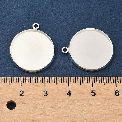 Flat Round Brass Pendant Cabochon Settings KK-K414-14G-S-1