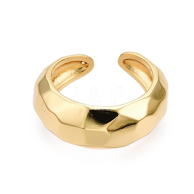 Brass Open Cuff Rings for Women X-RJEW-D016-08G-1