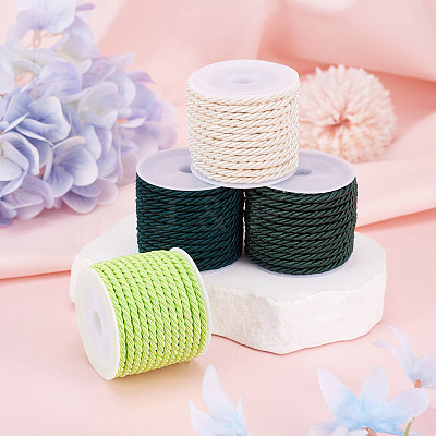 4 Rolls 4 Colors Round Polyester Cord OCOR-TA0003-88B-1