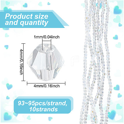 10 Strands Imitate Austrian Crystal Bicone Glass Beads Strands GLAA-HY0001-37A-1