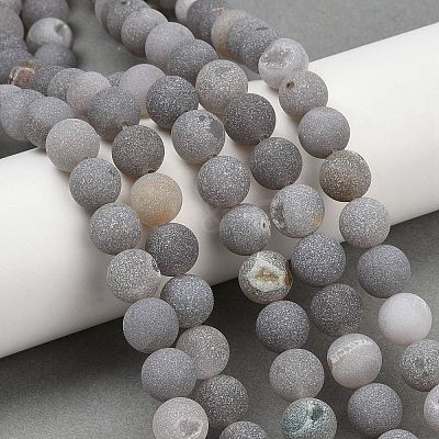 Natural Druzy Agate Beads Strands G-NH0024-A02-10mm-1