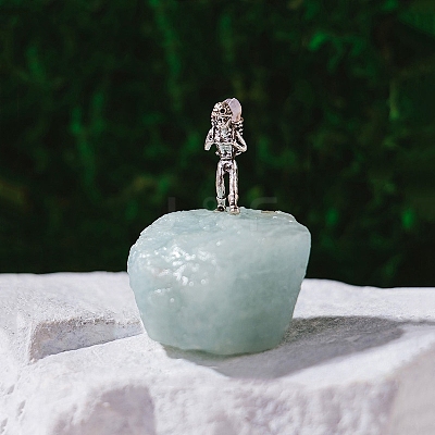 Nuggets Natural Aquamarine & Brass Miner Model Mineral Specimen Display Decoration PW-WG22110-11-1
