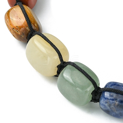 Natural Mixed Gemstone Cuboid Braided Bead Bracelet BJEW-JB09796-1