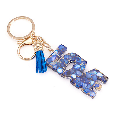 Alloy & Resin Tassel Keychainss AJEW-TADJ0001-20G-05-1