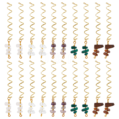 6 Sets 5 Styles Natural Tiger Eye & Rose Quartz & Amethyst FIND-NB0002-61-1