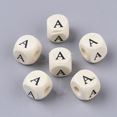 Printed Natural Wood Beads X-WOOD-T026-001-1