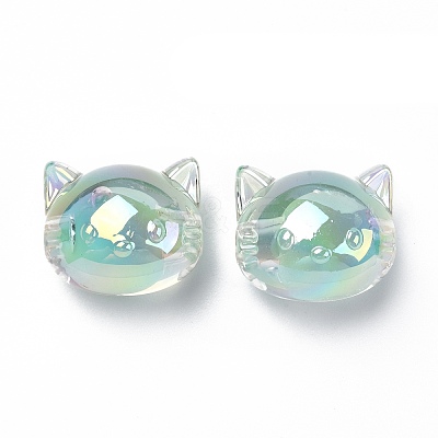UV Plating Rainbow Iridescent Acrylic Beads OACR-H015-05D-1