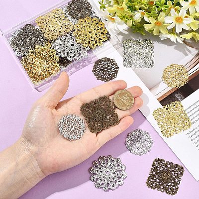 64Pcs 8 Styles Iron Filigree Joiners Links IFIN-YW0004-09-1