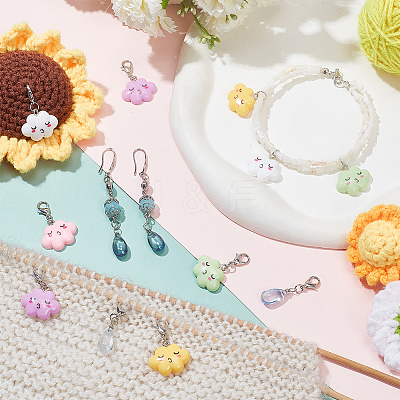 Teardrop & Cloud Locking Stitch Markers HJEW-AB00545-1