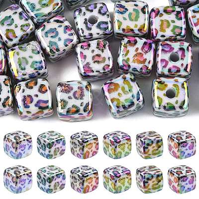 30Pcs UV Plating Opaque Acrylic Beads OACR-FS0002-56-1