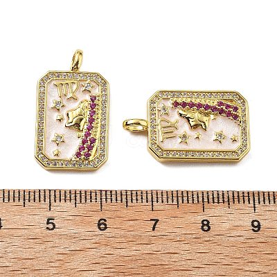 Brass Micro Pave Cubic Zirconia Pendants with Enamel KK-Z114-01G-1