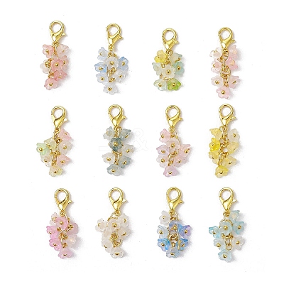 12Pcs Frosted Acrylic Flower Pendant Decorations AC-CJ1071-G-1