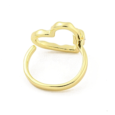 Heart Brass Micro Pave Clear Cubic Zirconia Open Cuff Rings RJEW-G309-13G-1