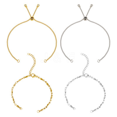 2 Sets 2 Styles 304 Stainless Steel Bar Link Chain Bracelet Making AJEW-TA0001-77-1