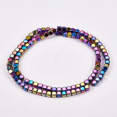 Electroplate Non-magnetic Synthetic Hematite Beads Strands G-J172-4x4mm-03-1