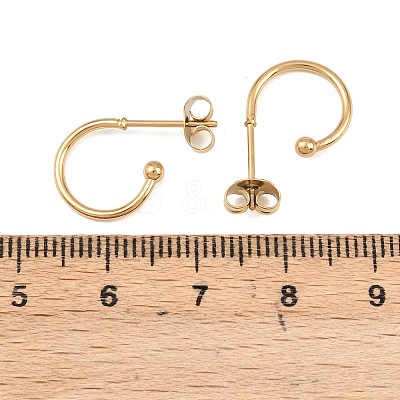 C-Shaped 304 Stainless Steel Stud Earrings X-EJEW-Z154-01G-01-1