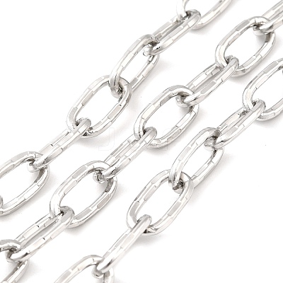 Tarnish Resistant 304 Stainless Steel Textured Oval Link Chains CHS-K017-01P-1