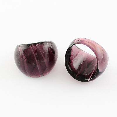 Handmade Lampwork Wide Band Rings RJEW-Q150-M04-B-1