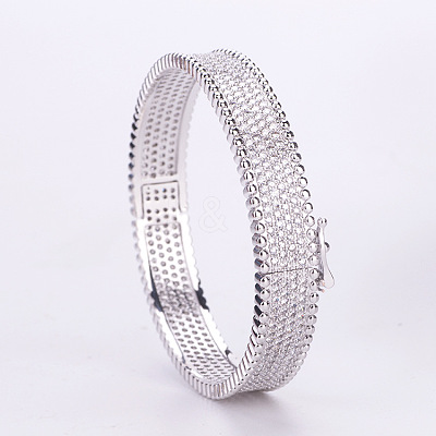 Brass Micro Pave Clear Cubic Zirconia Bangles for Women FS-WG2EB50-01-1