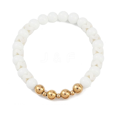 Ion Plating(IP) 304 Stainless Steel & Round Glass Beaded Stretch Bracelets for Women Men BJEW-M046-05G-1