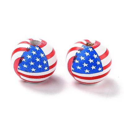 Independence Day Natural Wood Beads WOOD-K006-B01-1